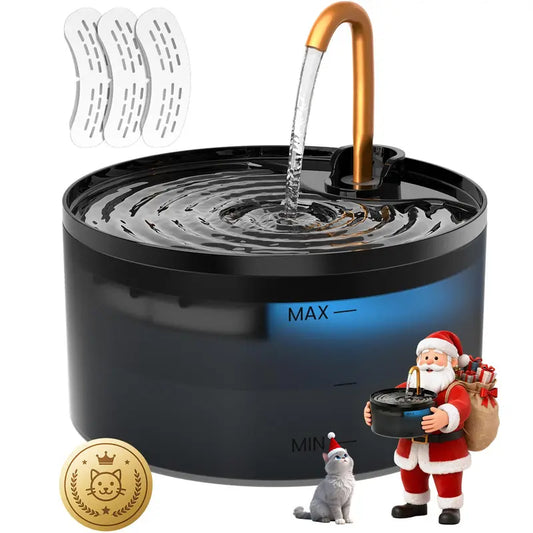 2.1L Silent Cat Water Fountain with 6-Layer Filtration, Blue LED Light & Ultra-Quiet Copper Spout